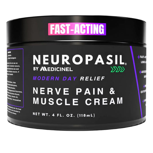 NEUROPASIL Nerve Pain Relief Cream - Fast-Acting Neuropathy Pain Relief for Feet Back Neck Plantar Fasciitis Arthritis Muscle Recovery Cooling Menthol Urea Aloe Vera Foot Health 4 Oz