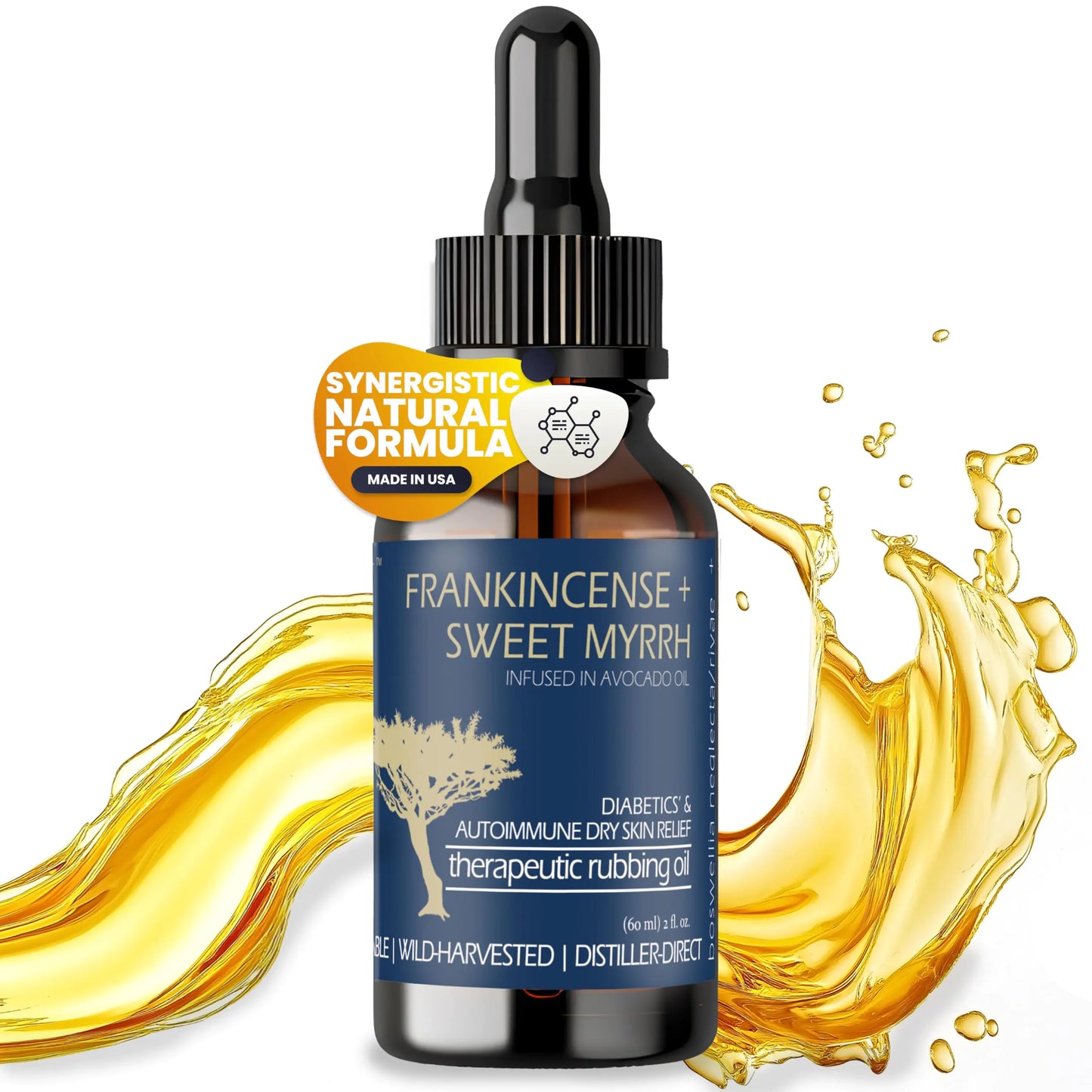 BALM OF GILEAD Frankincense + Sweet Myrrh Therapeutic Rubbing Oil | NEUROPATHY | Diabetics & Autoimmune Dry Skin Relief – Instant Relief – Autoimmune Dry Skin Relief + Repair 2 fl oz