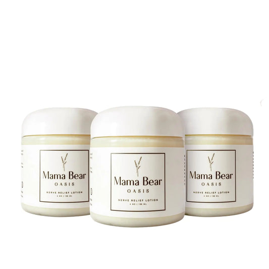 Neuropathy Mama Bear Oasis Lotion - Soothing Nerve Lotion w/ Magnesium Chloride & Pure Ingredients - Fast-Absorbing Nerve Pain Relief Cream - Gentle & Nongreasy Cream For Swollen Feet (pack of 3)