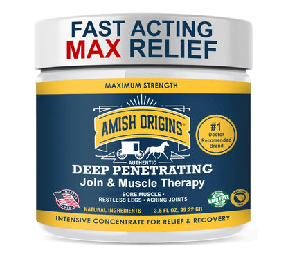 Amish Origins Pain Relief Ointment 3.5 oz Maximum Strength All Natural Discomfort Reliever for Joint Muscle Knee Back Neuropathy