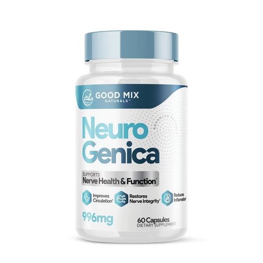 Good Mix Naturals NeuroGenica Nerve Support Formula | 60 Capsules | Made in The USA | Neuropathy Supplement with Benfotiamine B12 Folate Vitamin C and More | Vegan & Soy-Free