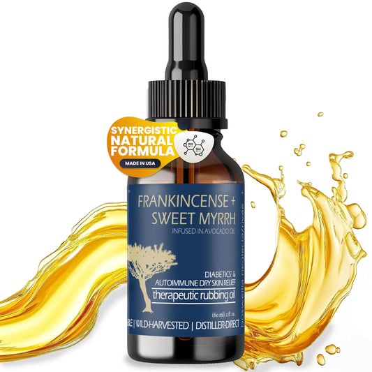 BALM OF GILEAD Frankincense + Sweet Myrrh Therapeutic Rubbing Oil | NEUROPATHY | Diabetics & Autoimmune Dry Skin Relief – Instant Relief – Autoimmune Dry Skin Relief + Repair 2 fl oz